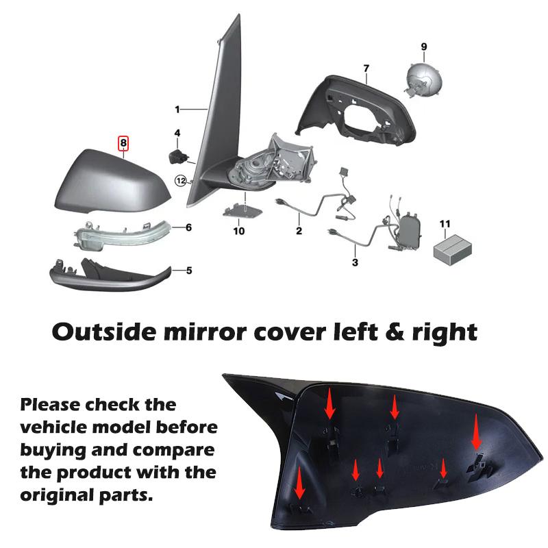 Rearview Mirror Housing Wing Side Mirror Cover LHD Fit For BMW  X1 F48 X2 F39 Z4 G29 1 2 Series F45 F46 F52 F40 Car