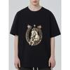 Black T Shirt Horse And Horseshoe Print Casual Wear For Men And Women
