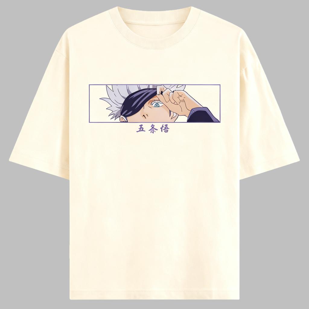 Jujutsu Kaisen Anime Gojo Satoru Druck Baumwolle T-Shirt Herren und Damen Harajuku Lässig Locker Sommer Anime Merchandise Kleidung
