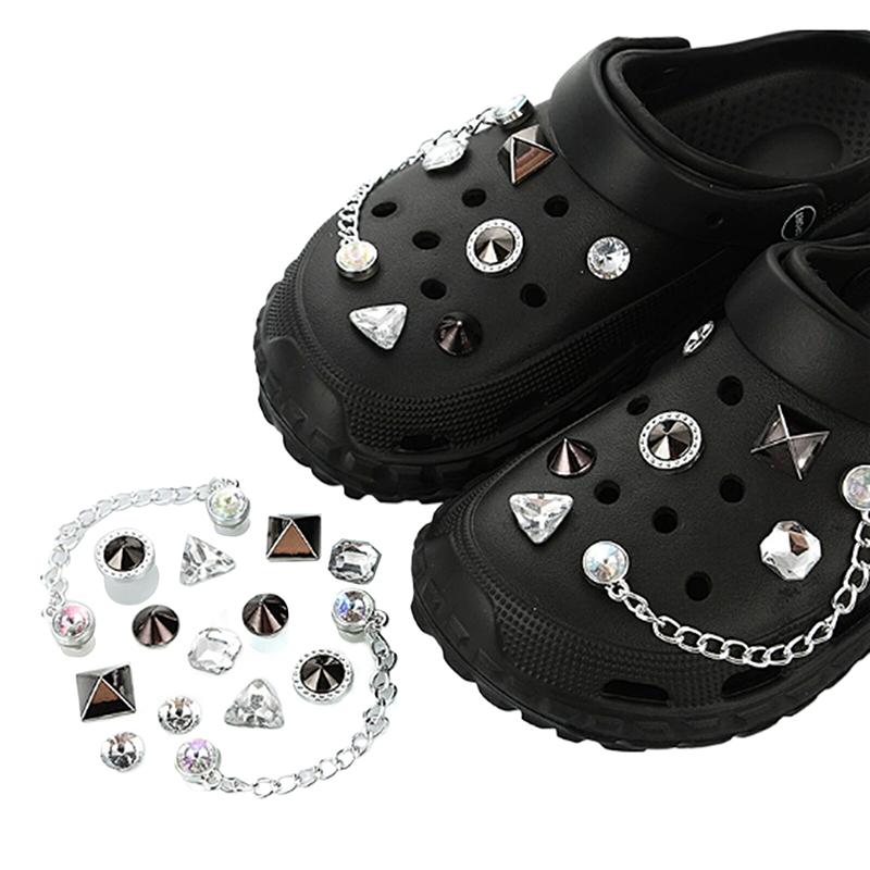 

14Pcs Hole Shoes Buckle Decorative Chain Garden Shoes Buckle Diy Acrylic Diamond Removable Accessories