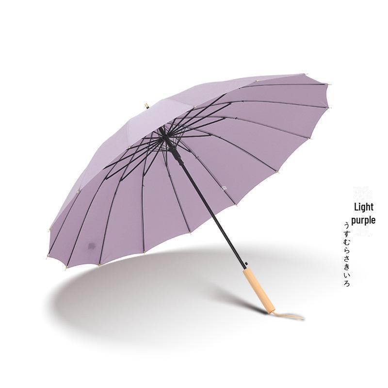 16-Rib Wind-Resistant Long Handle Umbrella with Custom Logo