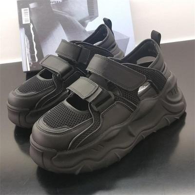 Sandały Oddychające Buty Tatusia Damskie Cienkie Puste Lato 2025 Nowe Velcro Wszechstronne Podeszwa Muffin Buty Sportowe