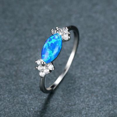 Nouvelle Bague Polyvalente Ovale Personnalisée Bleue en Forme de Bonbon pour Femme