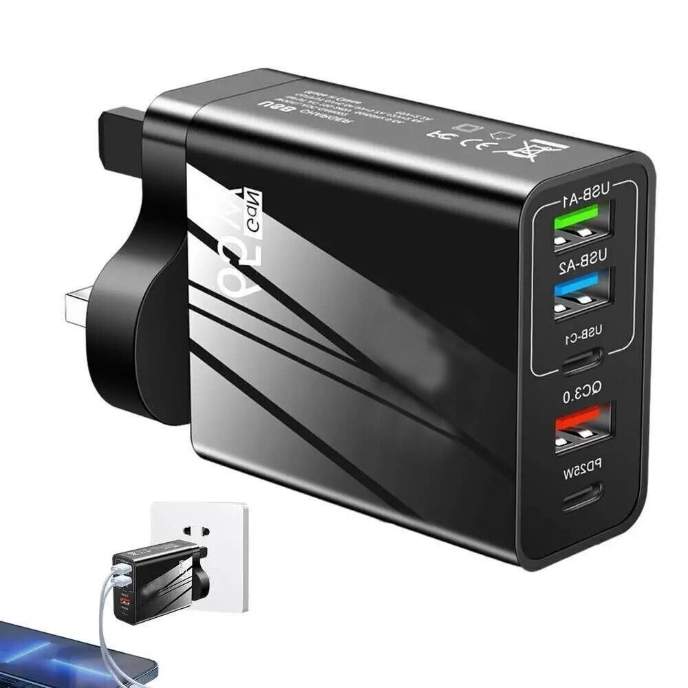 Schnelllade-USB-Ladestation 5-Anschlüsse Handy-Ladegerät Nützlicher USB-Hub-Adapter