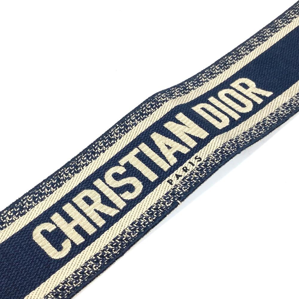 Dior B0003CBTE_M928 CDHardware Embroidered Canvas Logo Belt Navy X Beige