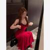 Wind V-neck Lace Slip Dress New Casual Low-cut Socialite Dress Mermaid Long Skirt