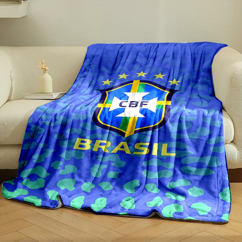 Brazil Themed Blue Designed Flannel Blanket for Bedroom, Living Room, Sofa, and Nap