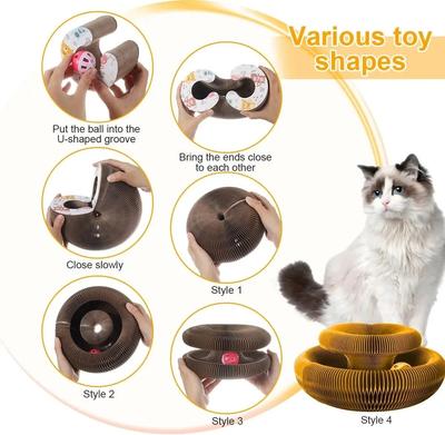 Magic Foldable Cat Scratch Organ Board Toy with Ball Cat Grinding Claw Climbing Frame Round Corrugated Grinding Toy
