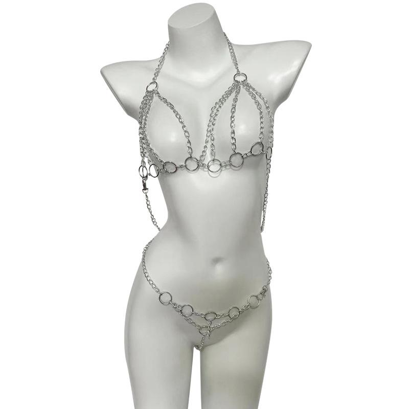 Sexy fun bundled bondage lingerie women's free perspective one-piece stockings hot passion bed set