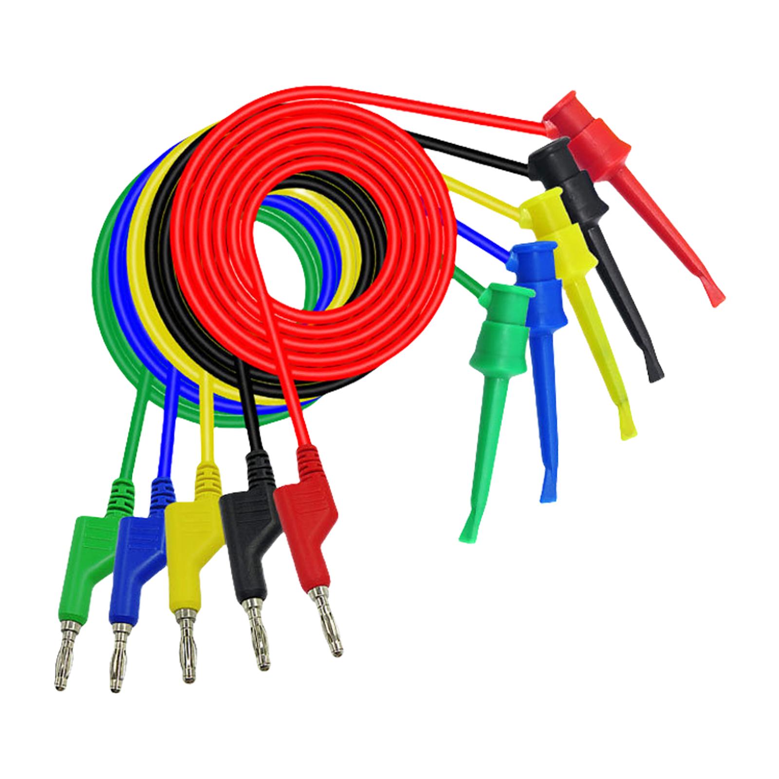 

5 шт. 4 мм банановых штекеров из чистой меди, тестовые провода с изолированной защитой, разноцветные провода для лабораторного оборудования и электроники C