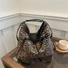 Trendy Leopard Print Fashionable Tote Bag Stylish Chic Design Versatile Shoulder And Crossbody Bag In Deep Brown And Khaki Colors