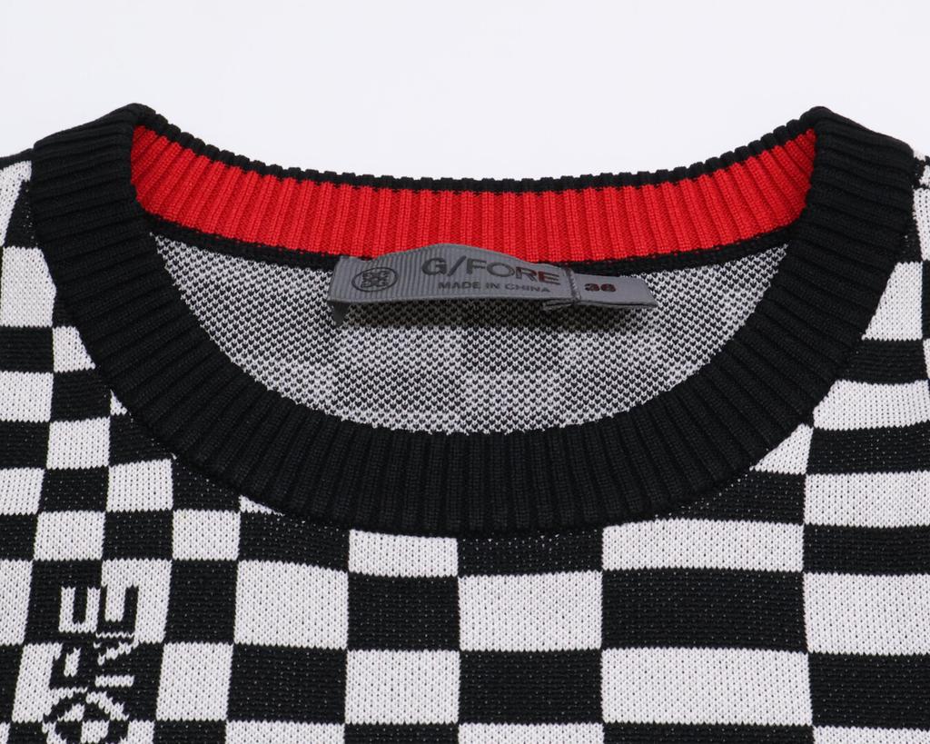 G/FORE Black x Gray 073213752 Check Long Sleeve Knit tops 36 Black x whiteUsed