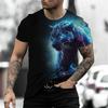 3D Lightning Leopard Print T Shirt For Men Fashion Street Hip Hop Tees Summer Leisure O-neck Short Sleeve Tops Oversized T-shirt