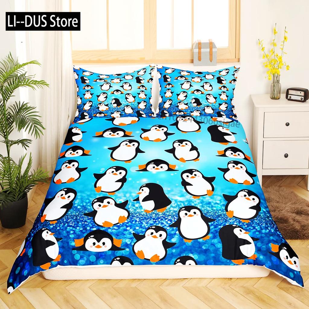 Duvet Cover Set Cute Penguin Panda Bedding Set for Boys Girls Children Kawaii Bear Animal Bedding Set Twin Full Queen King Size