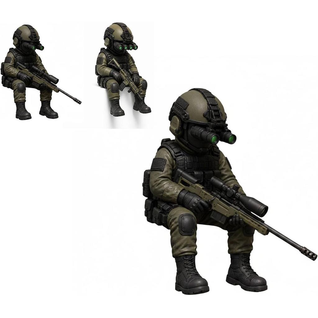 Soldier Decoration Sitting Snipers Statue Armed Special Forces Statue Military Soldier Sculpture Collectible Model