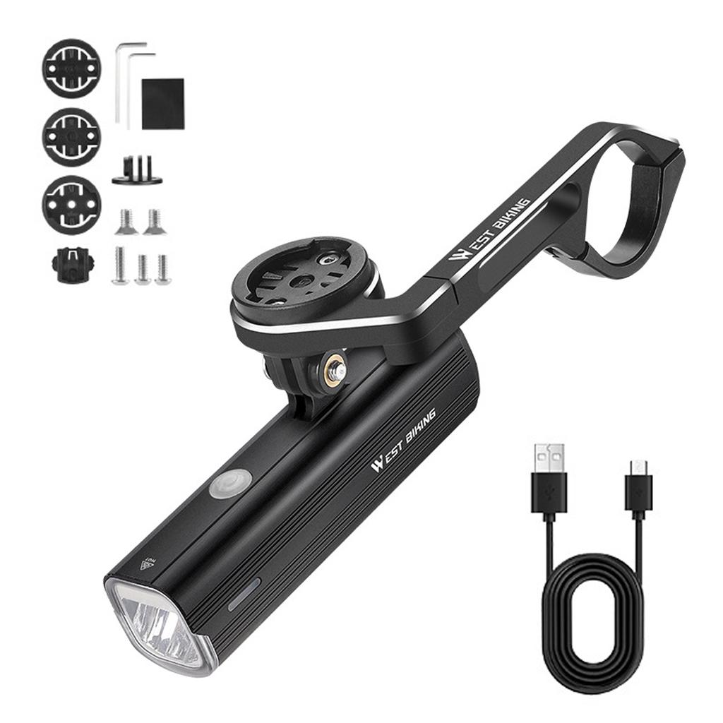 1000 Lumen 4500mAh oppladbart sykkelhodelykt og styrestamme sykkeldatamaskinmonteringssett