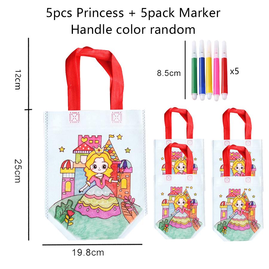 5pcs Graffiti Bag with Marker Children Drawing Toys Puzzle Parent-child Interaction Color Cognition Preschool Activity Props TMZ