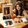 Knitting Accessories Bundle Highland Cow Hat Crochet Kit, Halloween Pumpkin Spider Hood Creative Hobby Gift for Adults DIY Handmade Craft Kit