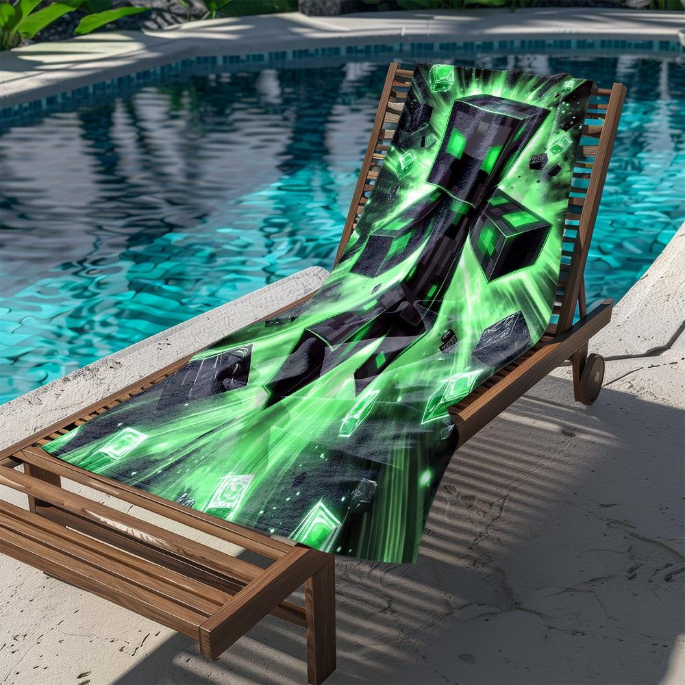 Pixel Block Pattern Microfiber Beach Towel 2D Flat Printed Sandproof Quick Dry Bath Towel For Gamer Gift Summer Pool Party Surf