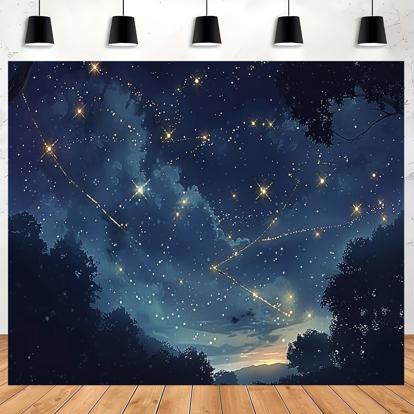 1 piece of retro starry sky backdrop with constellation patterns - high-quality polyester fiber celestial night scene fabric 47.2x31.5inch/120*80cm