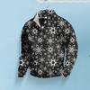Yousheng Men Christmas Top 3D Snowflake Printing Buttoned Stand Collar Plus Size Long Sleeves Mid Length Pullover Festive Holiday Sweatshirt