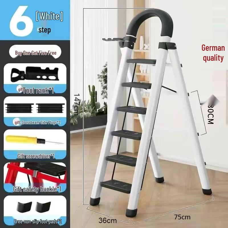 Multi-Functional Carbon Steel Folding A-Frame Telescopic Step Ladder for Indoor Use