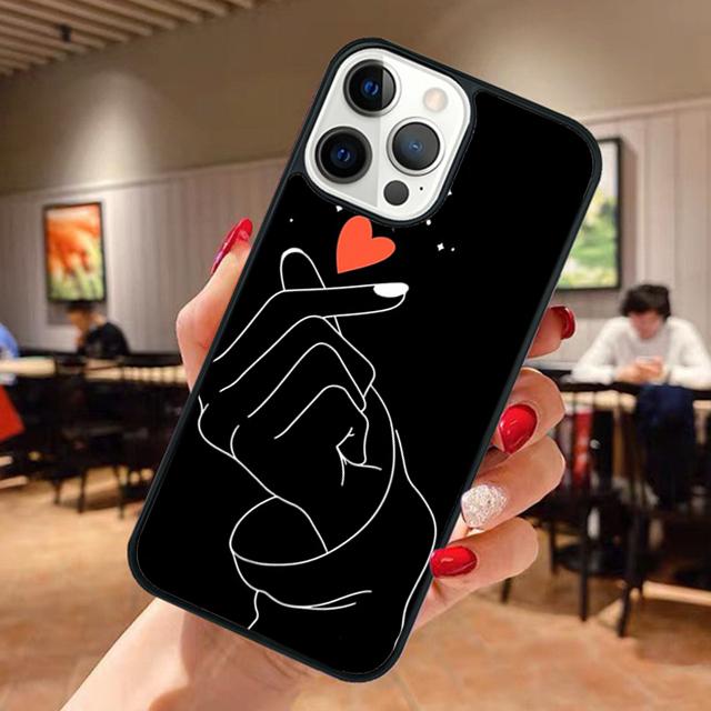 Cute Korean Saranghae I love you Phone Case For iPhone 17 Air 14 15 16 13 12 Max Cover For Apple 11 Pro Max Plus Coque