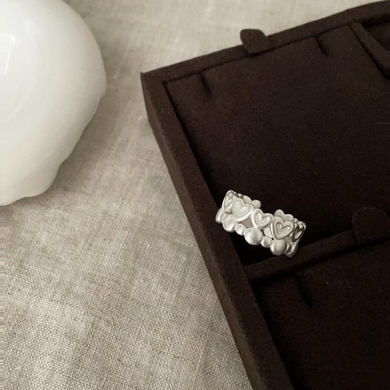 Matte Metal Bow Love Ring Female Niche Unique Personality Fashion Trend Temperament Versatile Ring Ring