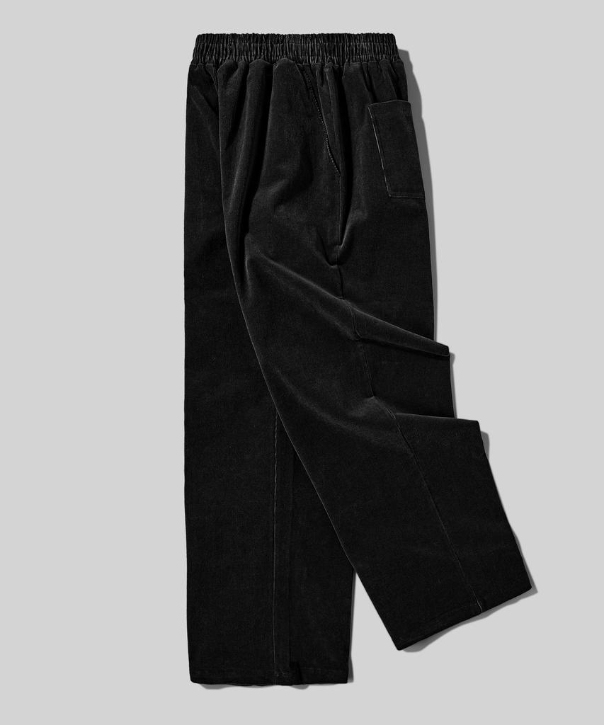 Beodeonteu Basic Wide Corduroy Elastic Pants [Black]