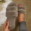 Fashion Women Shoes Luxury Home Fur Slippers Women Winter Indoor Cozy Open Toe Fluffy Slides Woman Comfortable Plush Warm House Slippers