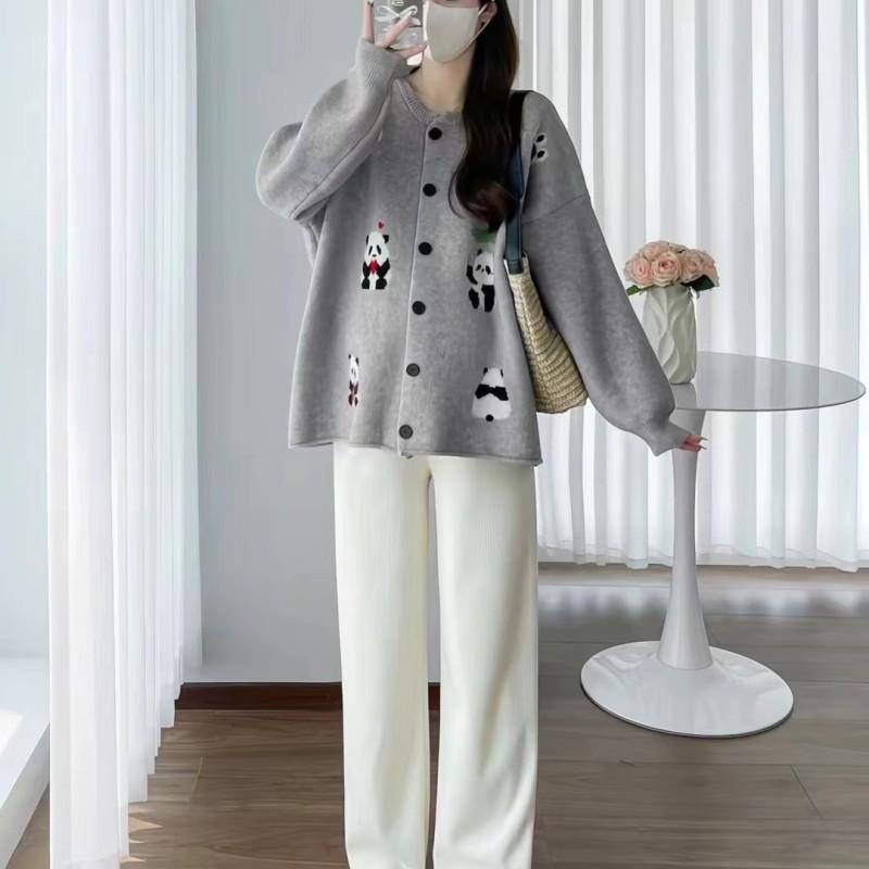 Spring and Autumn New Sweet Embroidery Knitted Cardigan Jacket Loose Large Size Top Cute Casual Sweater Women's