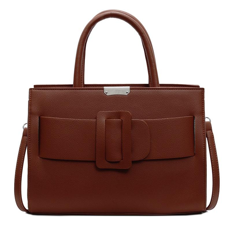 

Оптовая ретро простая женская сумка большой вместимости, сумка-тоут, деловой стиль для поездок на работу, нишевый дизайн, сумка-мессенджер коричневый