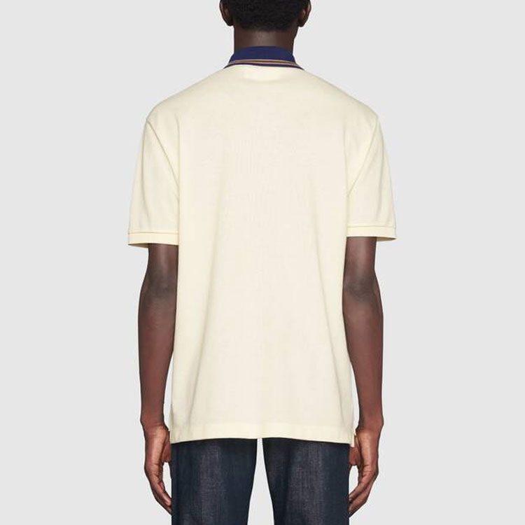 Gucci Polo Shirts Men's Ivory White Polo Collar Moderate 625320-XJCNY-9247