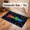 Dinosaur Theme Soft Crystal Velvet Rug Custom Name & Text Print Non Slip Floor Rug for Bedroom Living Room