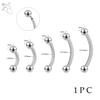 14G Stainless Steel Opal Curved Barbell Eyebrow Ring Cartilage Earring Crystal Labret Piercing Jewelry 6/8/10/12/14mm