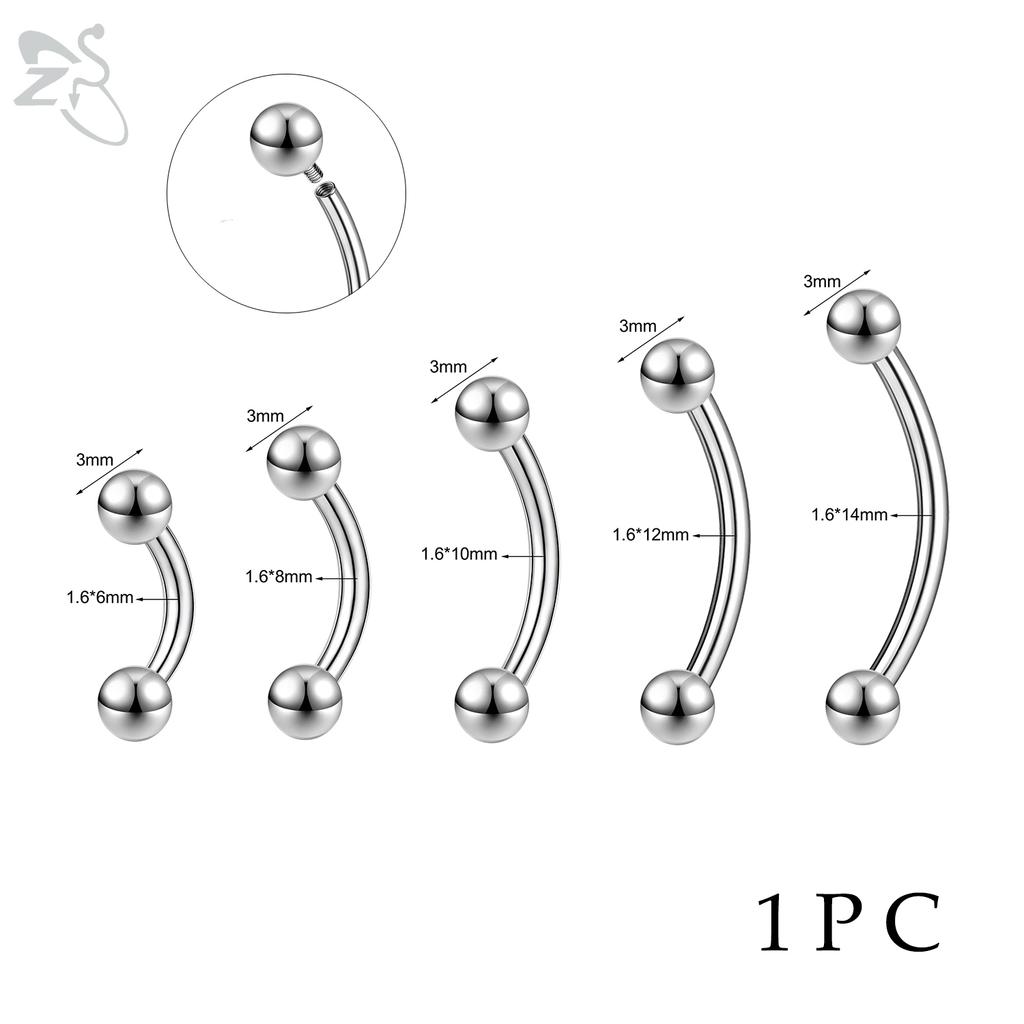 14G Stainless Steel Opal Curved Barbell Eyebrow Ring Cartilage Earring Crystal Labret Piercing Jewelry 6/8/10/12/14mm