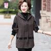 Fat Mama Plus Size Double-Sided Fleece Hooded Jacket for Mid-Aged & Elderly (Spring/Autumn)