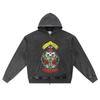 DTG Print Knitted Denim Zip-Up Hoodie Copy of GUNS FULL Brother Print Zipper Hoodies