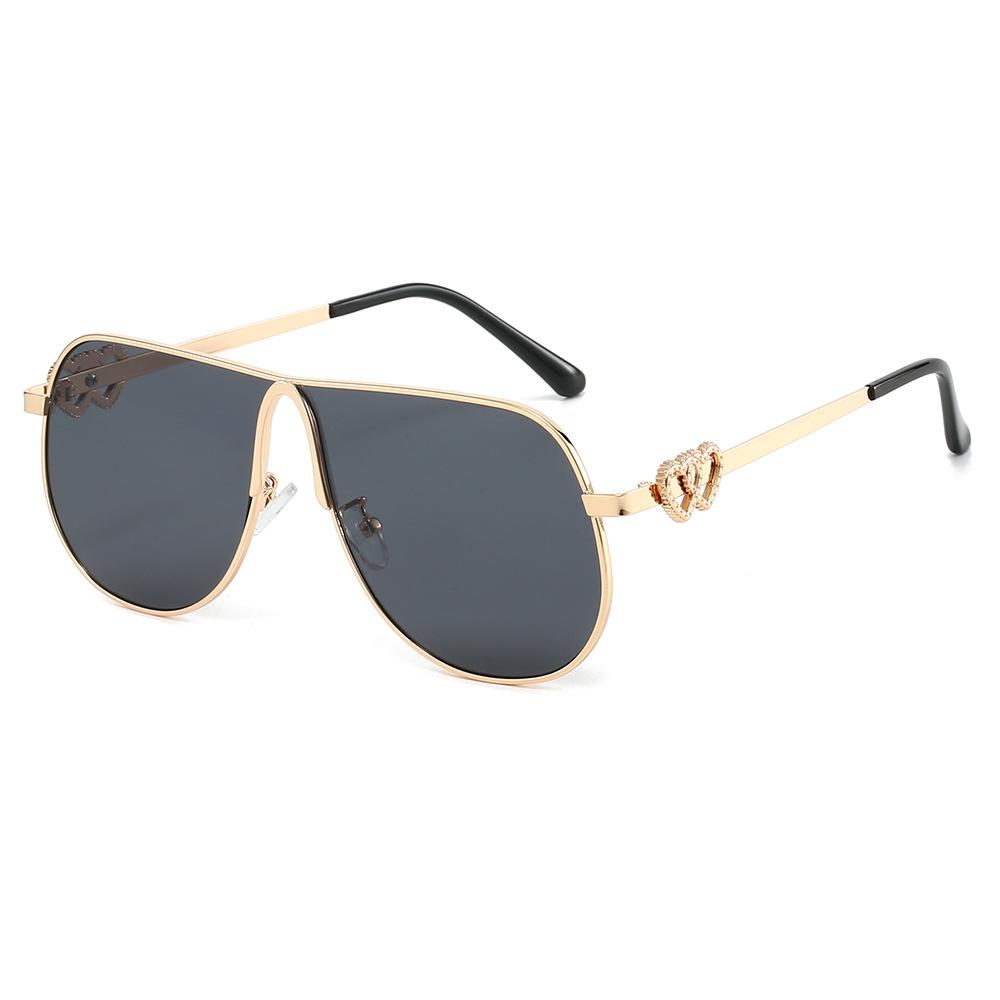 New Fashion Gradient Oval Pilot Women Sunglasses Luxury Brand Double Heart Design UV400 Protection