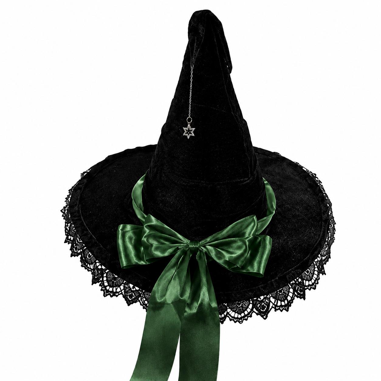 Gotycki Aksamitny Kapelusz Czarownicy Lolita - Akcesorium do Kostiumu na Halloween One Size