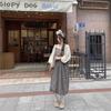 Literary Small Fresh Dress Women's Autumn New Plaid Design Sense Loose High Waist Medium and Long Strap Skirt