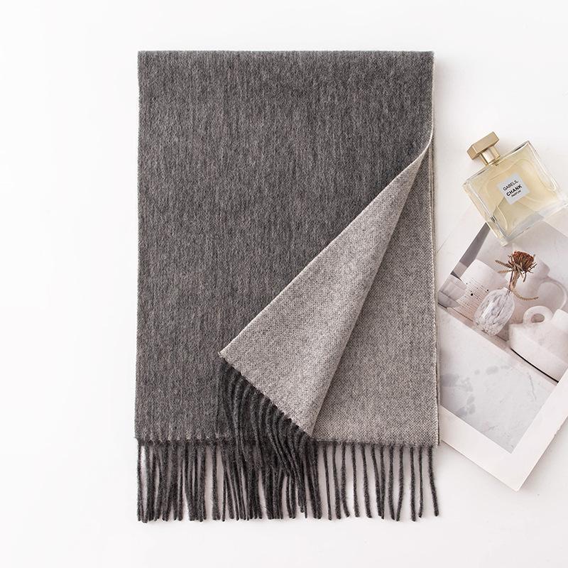 Scarf Autumn and Winter Atmosphere Wool Solid Color Double Sided Scarf Shawl High End Commuting Warm Scarf