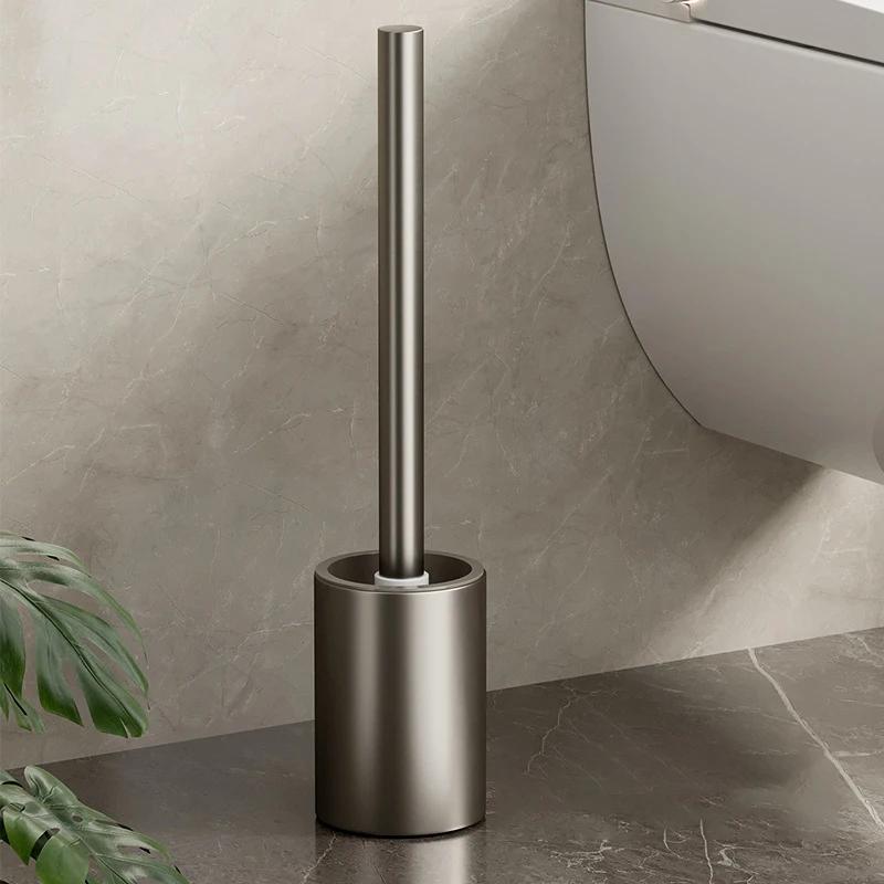 Bathroom Toilet Brush Holder Cleaning Tools Space Aluminum Wall Mounted No Drill Vertical Toilet Brush Bathroom Accessories