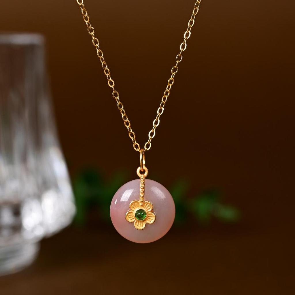 S925 Sterling Silver Chalcedony Cloud Pendant Necklace - Chinese Style Light Luxury Clavicle Chain X141.