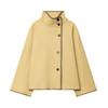 Womens Fashion Stand Collar Single Breasted Loose Wool Blend Coat Irregular Hem Shawl Outerwear Streetwear