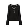 PEACEBIRD Women's Color-Block V-Neck Slim Fit Knitted Sweater