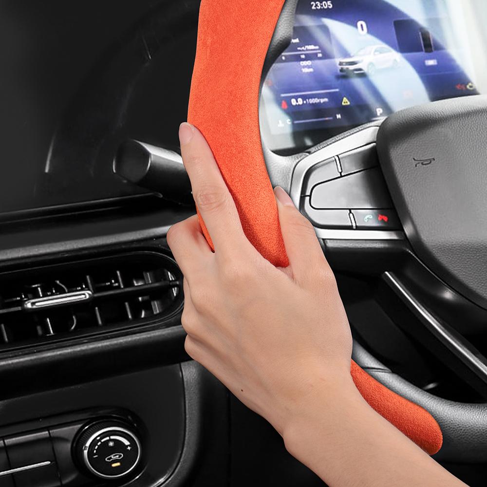 Suitable for Proton Premium Suede Snap-On Steering Wheel Cover, Non-Slip and Durable, Available for Saga X50 S70 Persona X70 E.Mas 7 5 Iriz X90 Round 