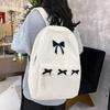 Schoolbag College Student School Bag Female Junior High School Student Cute Bow Backpack Korean Version Corduroy Large Capacity High School Student 