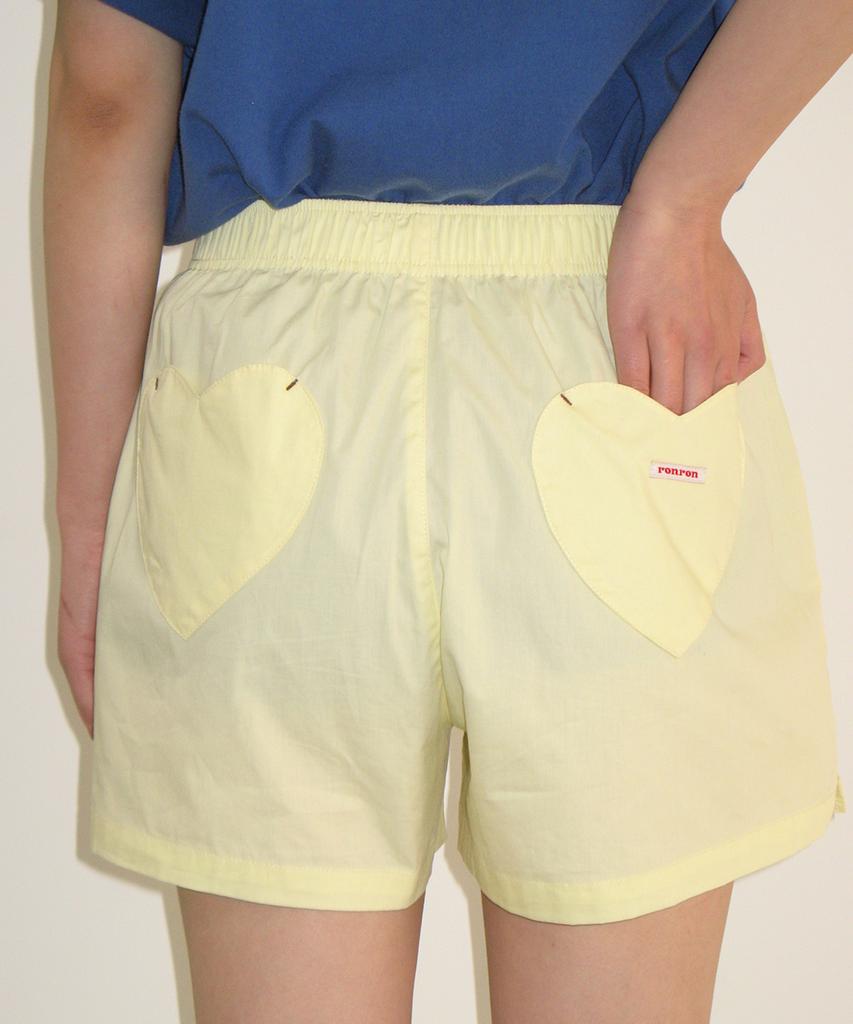 RONRON Heart Pocket Trunk Short Pants Lemon