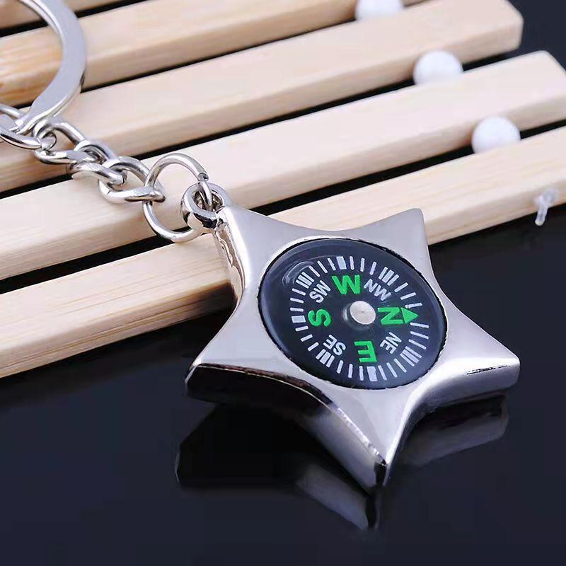 Metal Ship Steering Wheel Compass Keychain - Creative Gift with Laser Logo Option